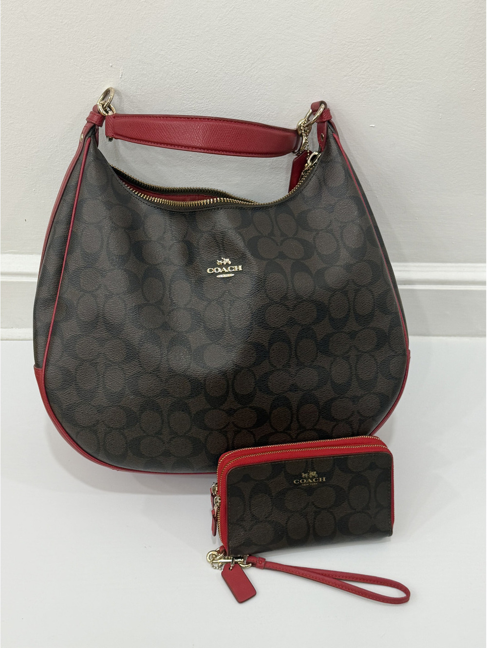 Coach Leather shoulder bag and wallet set of 2 Harley Signature Hobo Large bag